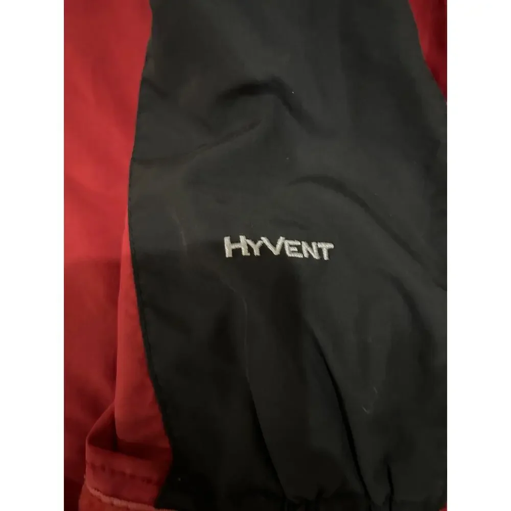 The North Face HyVent Rain Jacket Mens XL Red Hooded Full Zip Waterproof